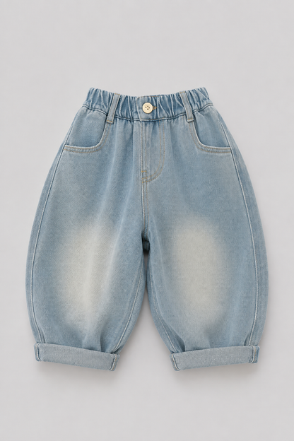 Kids Cartoon Patch Denim Jeans | Boys | Elastic Waist | Loose Fit | Casual Everyday Pants | Steven & Levon
