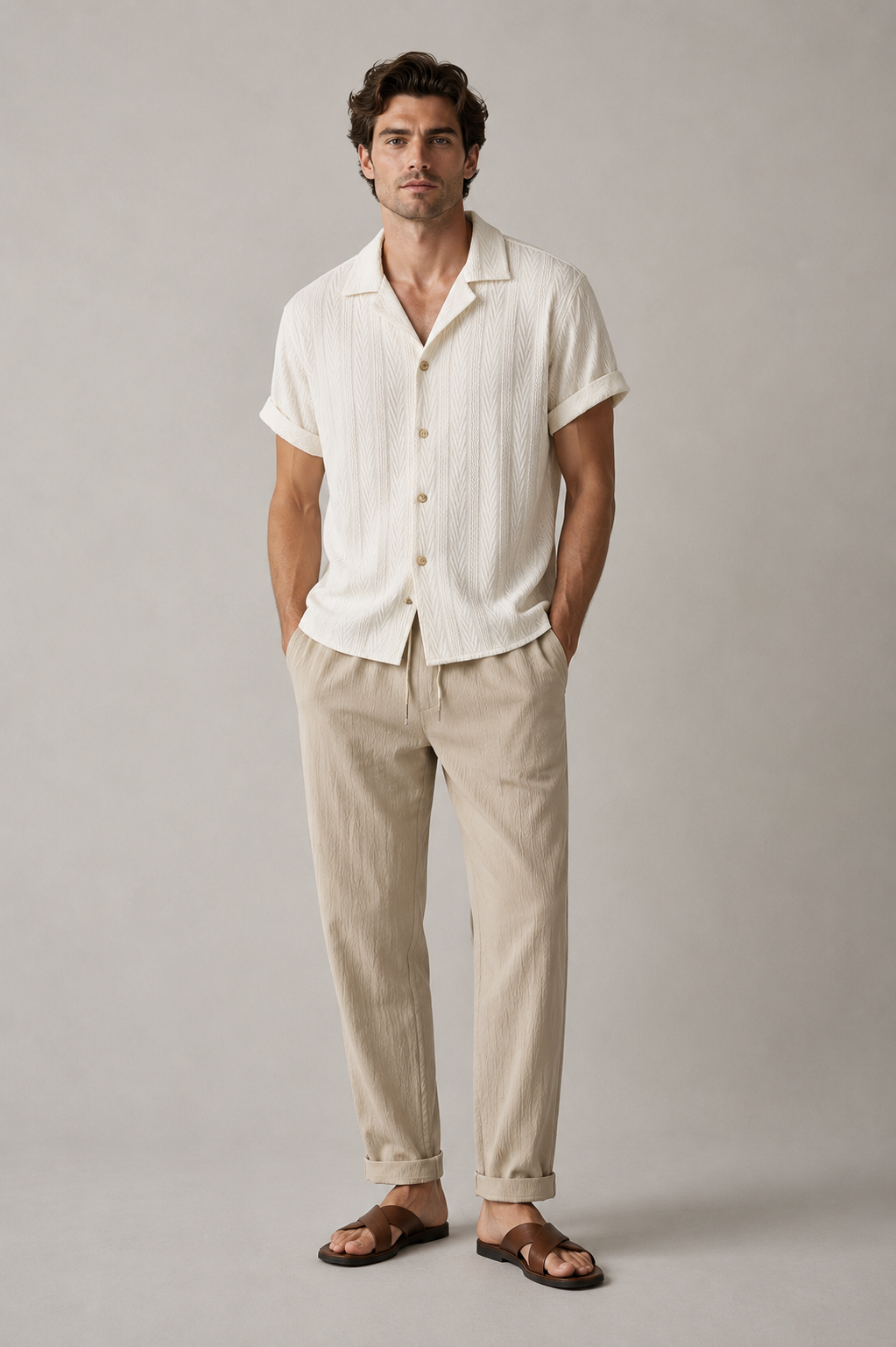 Men's Textured Summer Set | Men's Co-Ord | Relaxed Trousers | Steven & Levon