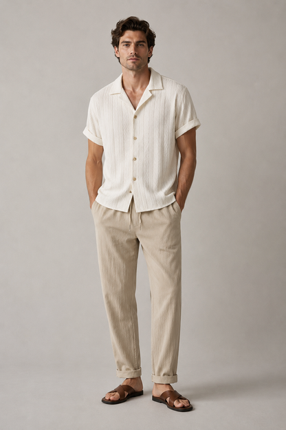Men's Textured Summer Set | Men's Co-Ord | Relaxed Trousers | Steven & Levon