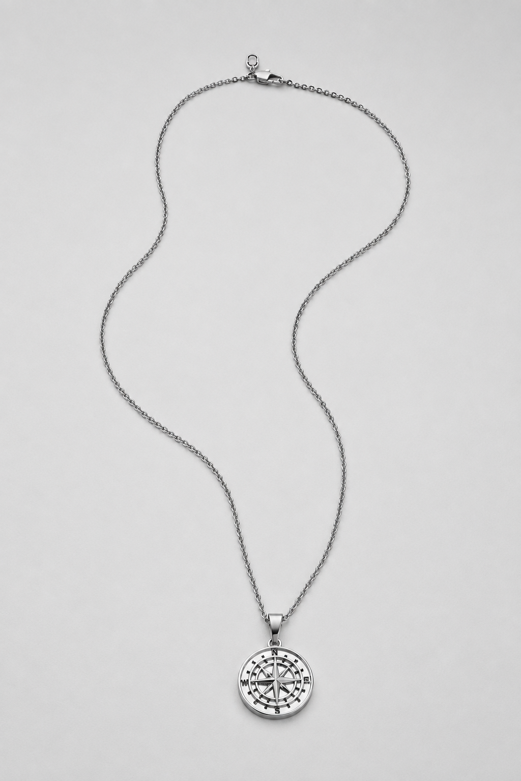 Silver Compass Pendant | Men | Stainless Steel | Nautical Design | Statement Necklace | Steven & Levon