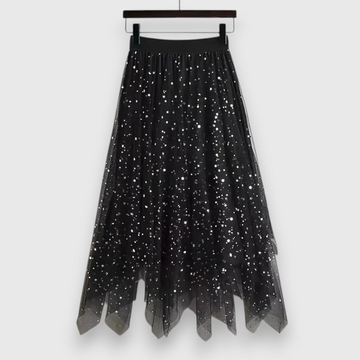 Women's High-Waist Sequin Skirt | Gathered Hem Elegant Party Style | Steven & Levon