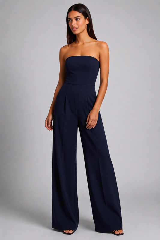 Women's Strapless Jumpsuit | Elegant Wide Leg | Pockets | Steven & Levon
