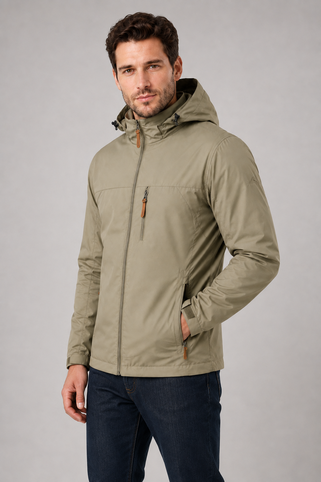 Men's Hooded Windbreaker Jacket | Lightweight | Zip Front | Water Resistant | Outdoor Outerwear | Steven & Levon