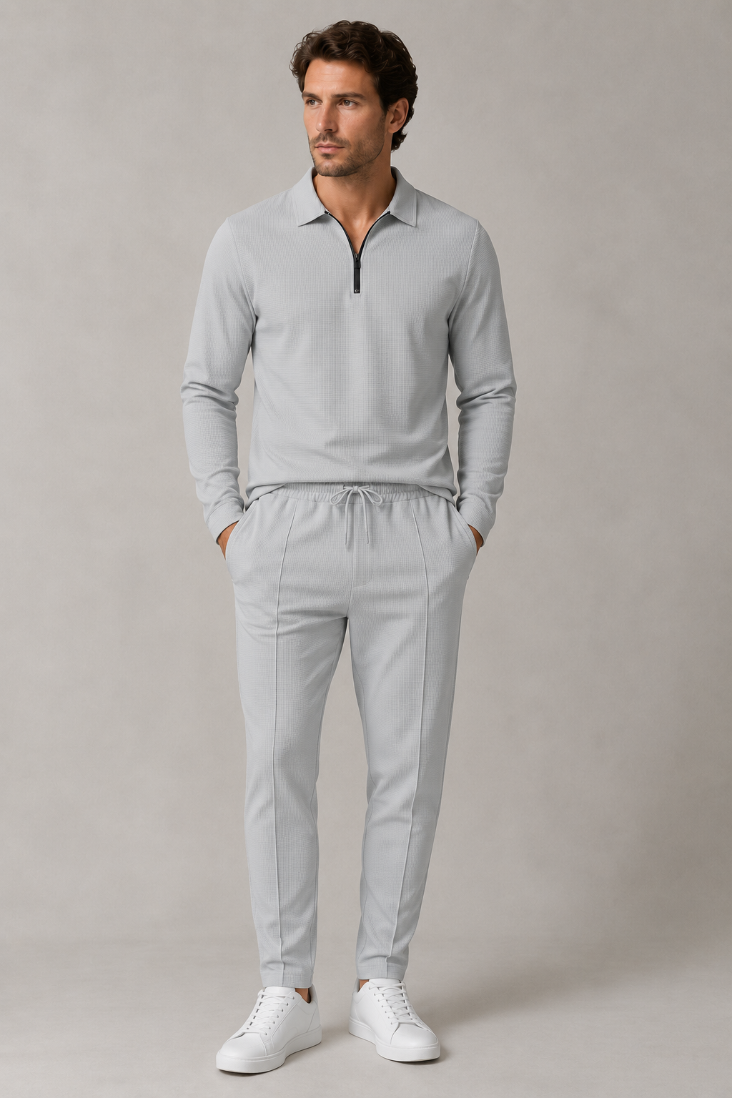 Men’s Long Sleeve Polo Shirt & Trouser Set | Men’s Co-Ord | Men | Cotton Blend | Relaxed Fit Casual Outfit | Steven & Levon