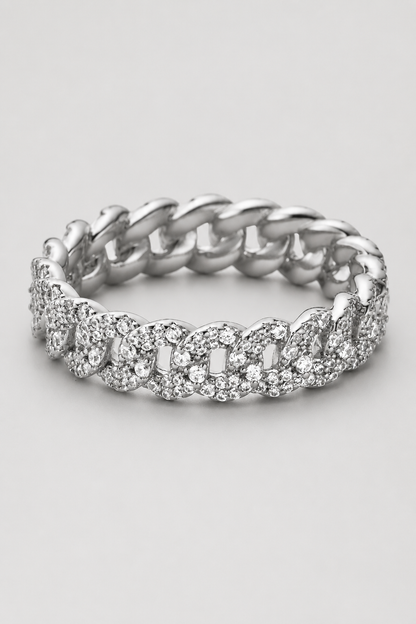 Iced Cuban Band Ring | Gold or Silver | Unisex | Stainless Steel | 6mm | Cubic Zirconia | Steven & Levon