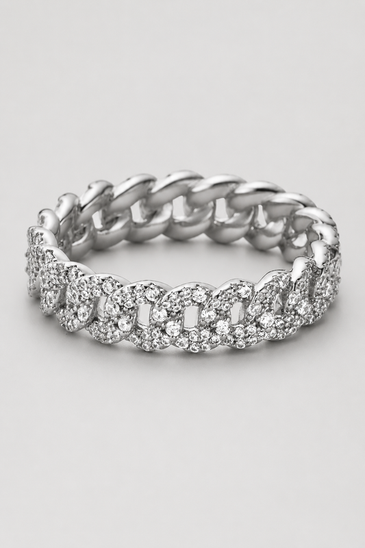 Iced Cuban Band Ring | Gold or Silver | Unisex | Stainless Steel | 6mm | Cubic Zirconia | Steven & Levon