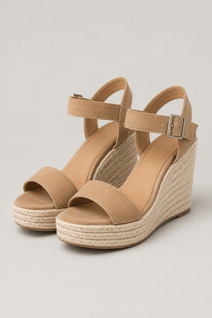 Platform Wedge Sandals | Women's Espadrille Wedge Heels | Faux Suede | Open Toe Ankle Strap | Summer Casual Shoes | Steven & Levon