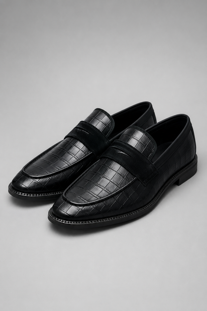 Women's Crocodile Embossed Loafers | Eco Leather | Slip-On Smart Casual Comfort Shoes | Steven & Levon