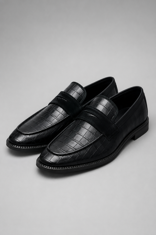 Women's Crocodile Embossed Loafers | Eco Leather | Slip-On Smart Casual Comfort Shoes | Steven & Levon