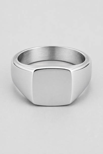 Square Signet Ring | Gold or Silver | Men | 316L Stainless Steel | Polished Face | Steven & Levon