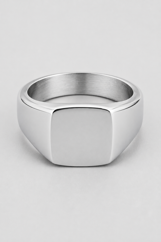 Square Signet Ring | Gold or Silver | Men | 316L Stainless Steel | Polished Face | Steven & Levon
