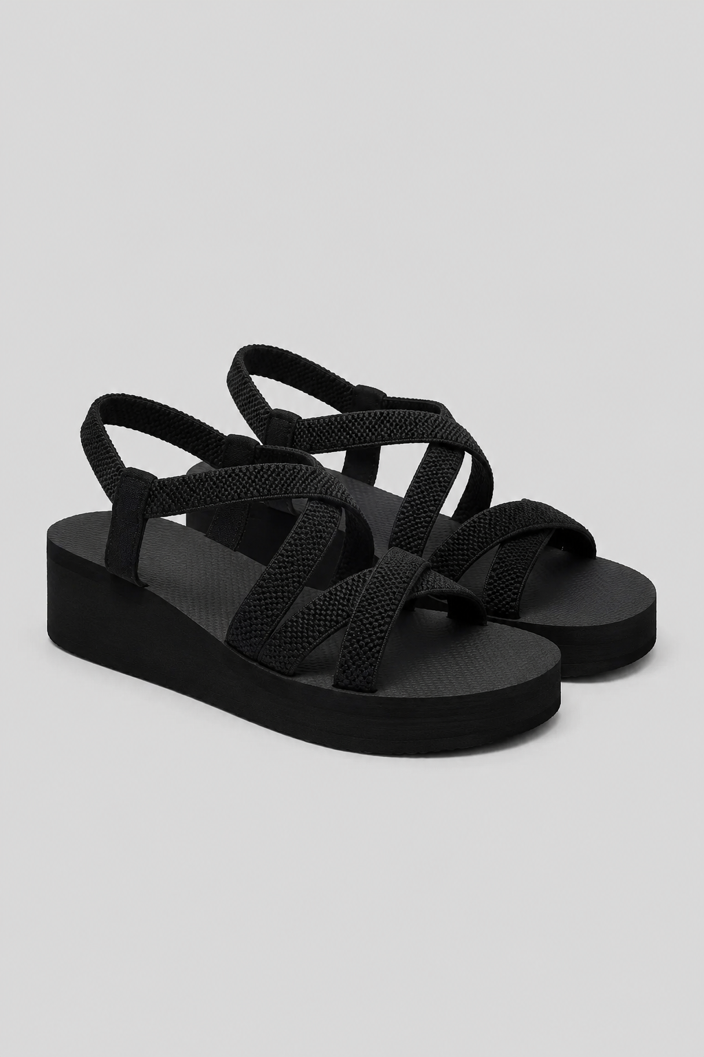 Women's Platform Wedge Sandals | Elastic Cross Strap | Lightweight EVA Sole | Ruffle Open Toe |Steven & Levon