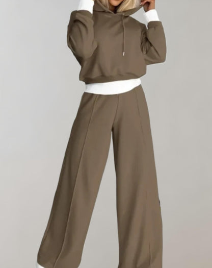 2-Piece Hooded Set | Women | Soft Fabric | Wide-Leg Trousers | Casual Comfort | Steven & Levon