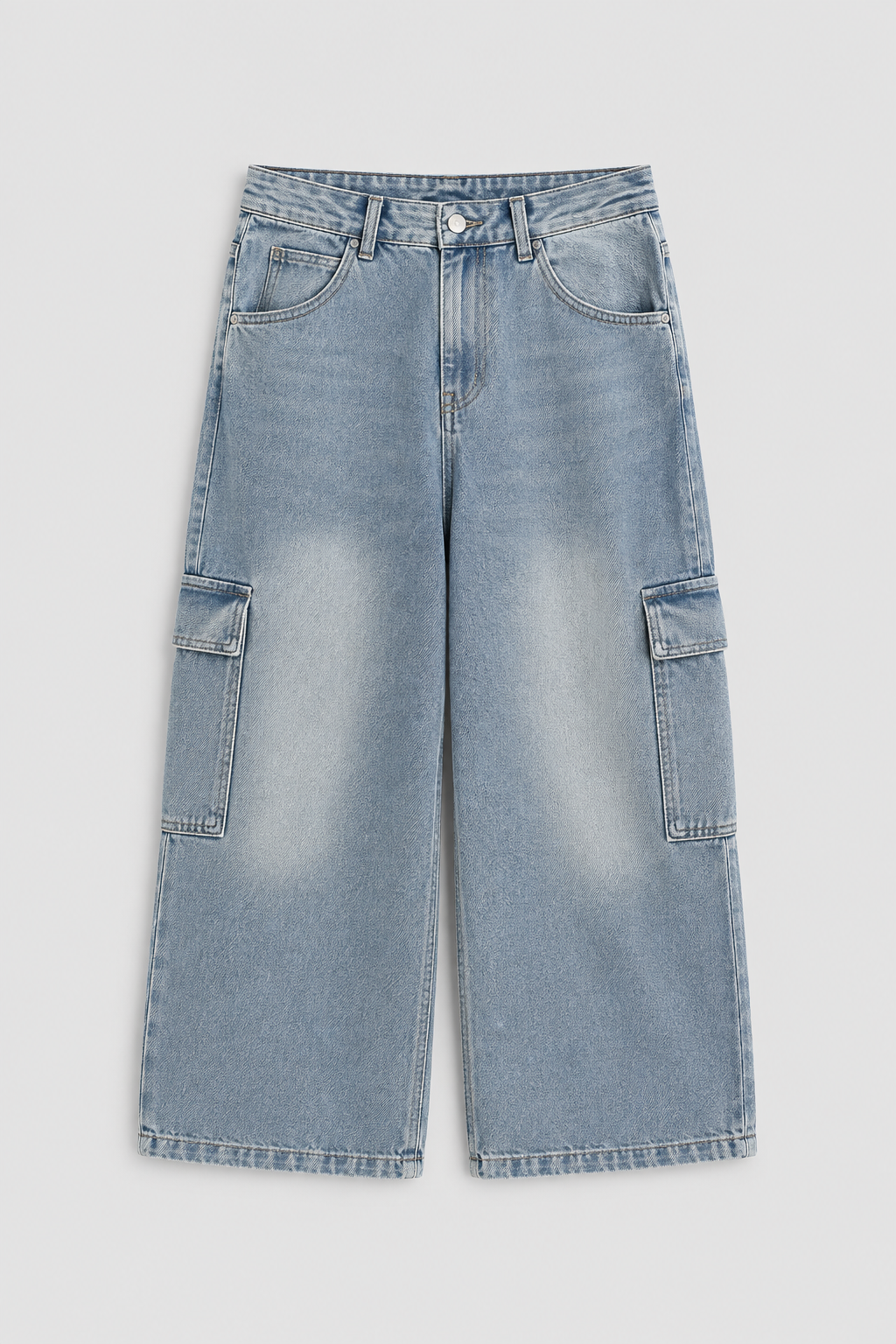 Kids Wide Leg Cargo Jeans | Boys & Girls | Loose Fit | Denim Trousers | Casual | Steven & Levon