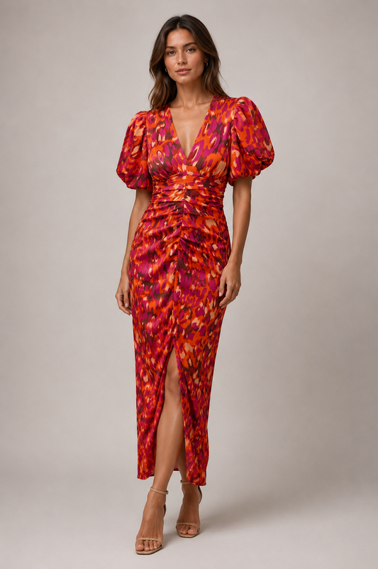 Evening Dress | Women | Puff Sleeve Maxi Dress | Elegant Formal Wear | Steven & Levon