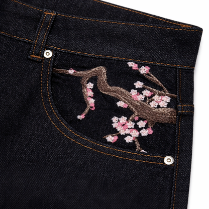 Bloomstride - Wide-Leg Embroidered Street Style Jeans  Everyday Street Styling