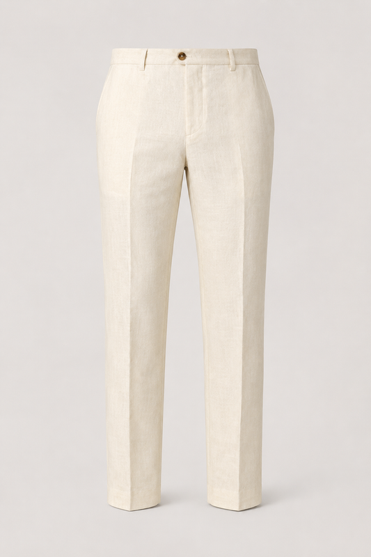 Linen Blend Tailored Trousers | Men | Straight Leg | Lightweight Smart Casual Pants | Steven & Levon