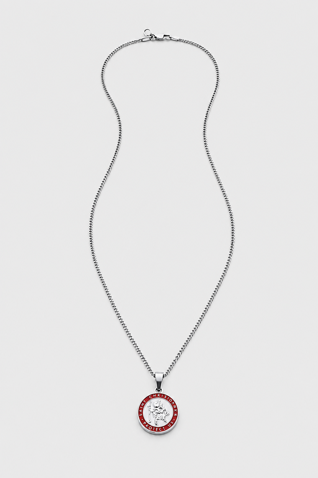 Silver Saint Christopher Pendant | Men | Stainless Steel | Enamel Religious Jewellery | Steven & Levon