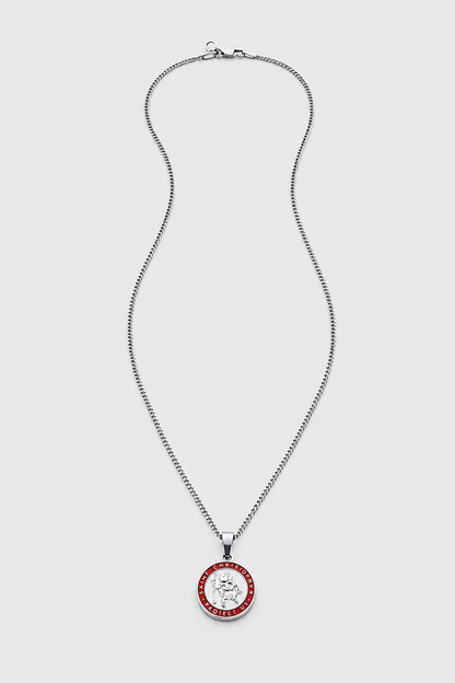 Silver Saint Christopher Pendant | Men | Stainless Steel | Enamel Religious Jewellery | Steven & Levon