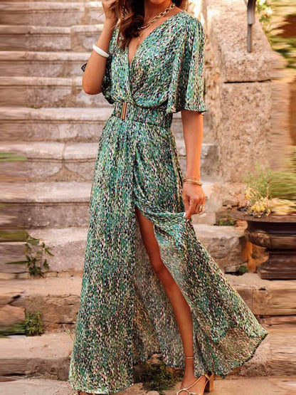 Maxi Dress | Women | Relaxed Fit | V-Neck Buckle Waist | Elegant Occasion Wear | Steven & Levon