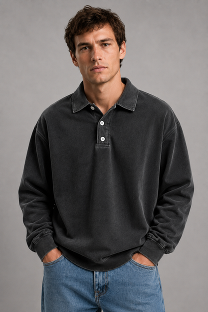 Men's Long Sleeve Polo Shirt | Men | Comfortable Layering Top | Casual Fit | Steven & Levon