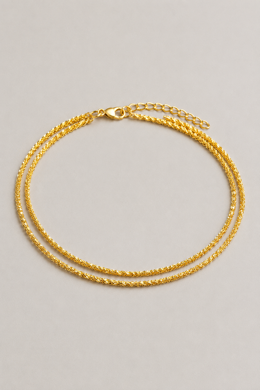Double Anklet | Women | Silver & Gold Tone | Layered Chain Design | Adjustable Ankle Bracelet | Steven & Levon