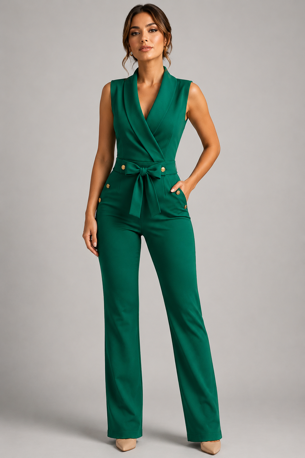 Sleeveless V Neck Jumpsuit | Women | Elegant Fit | Comfortable Style | Casual & Formal Wear | Steven & Levon