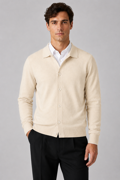 Men's Knit Cardigan | Button Front | Classic Fit | Soft Knit | Smart Casual Layer | Steven & Levon