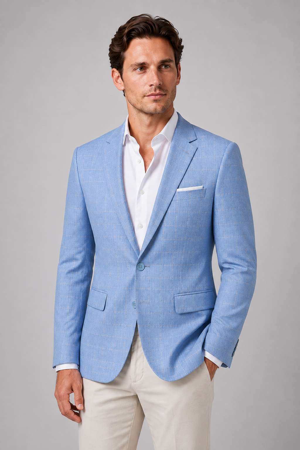 Men's Windowpane Check Blazer | Tailored Fit | Single Breasted | Smart Casual | Steven & Levon