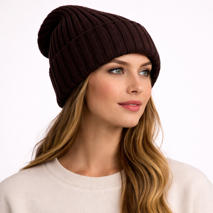 Beanivelle - Ribbed Knit Fold-Up Beanie  Winter Warmth Everyday
