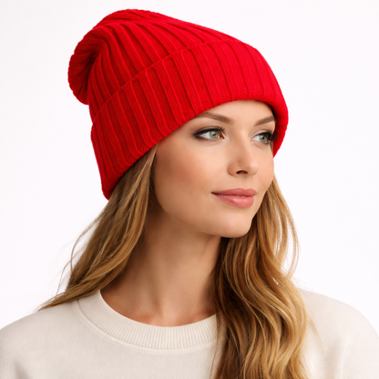 Beanivelle - Ribbed Knit Fold-Up Beanie  Winter Warmth Everyday