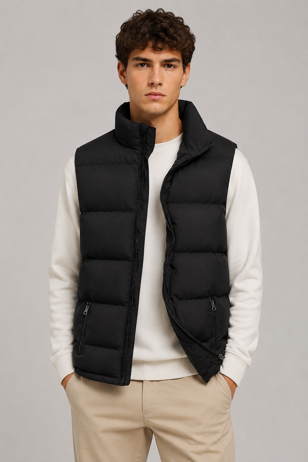 Men's Sleeveless Puffer Gilet | Quilted Insulated Vest | High Zip Collar | Lightweight Layer | Steven & Levon