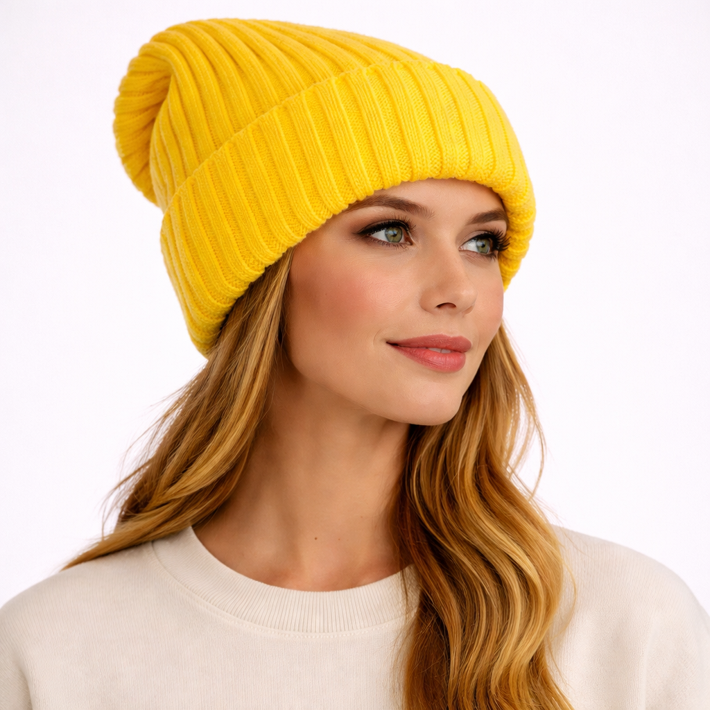 Beanivelle - Ribbed Knit Fold-Up Beanie  Winter Warmth Everyday
