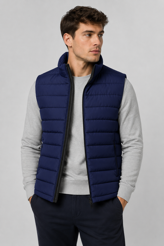 Men's Casual Bodywarmer Vest | Quilted Gilet | Zip Front | Lightweight Warm | Steven & Levon