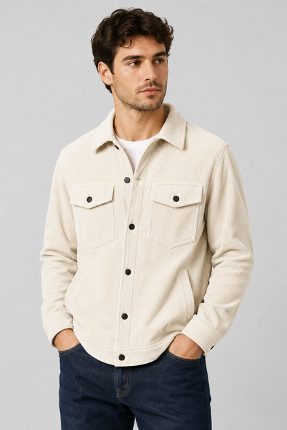 Men's Corduroy Overshirt Jacket | Cotton Shirt Jacket | Chest Pockets | Casual Layer | Steven & Levon