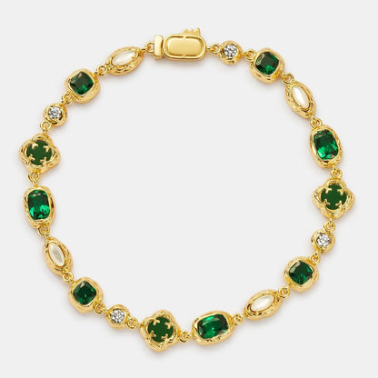 Melted Emerald Bracelet | Men | Stainless Steel | Silver & Gold | Emerald Gemstone | Steven & Levon
