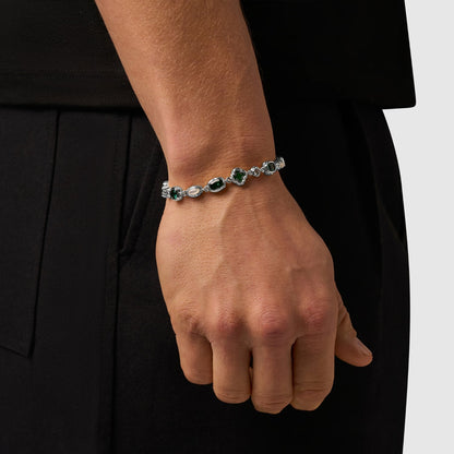 Melted Emerald Bracelet | Men | Stainless Steel | Silver & Gold | Emerald Gemstone | Steven & Levon