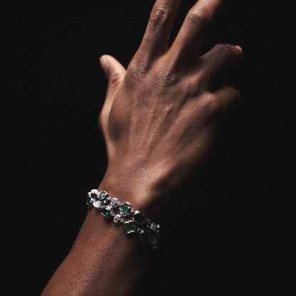 Melted Emerald Bracelet | Men | Stainless Steel | Silver & Gold | Emerald Gemstone | Steven & Levon