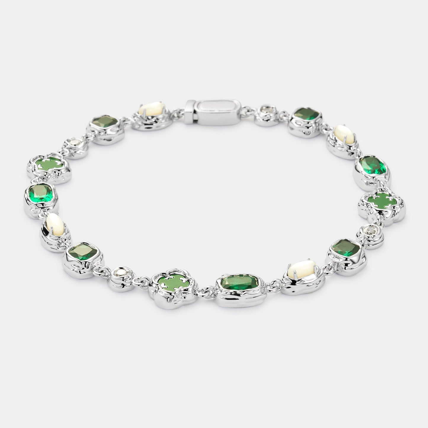 Melted Emerald Bracelet | Men | Stainless Steel | Silver & Gold | Emerald Gemstone | Steven & Levon