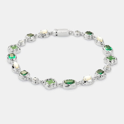 Melted Emerald Bracelet | Men | Stainless Steel | Silver & Gold | Emerald Gemstone | Steven & Levon