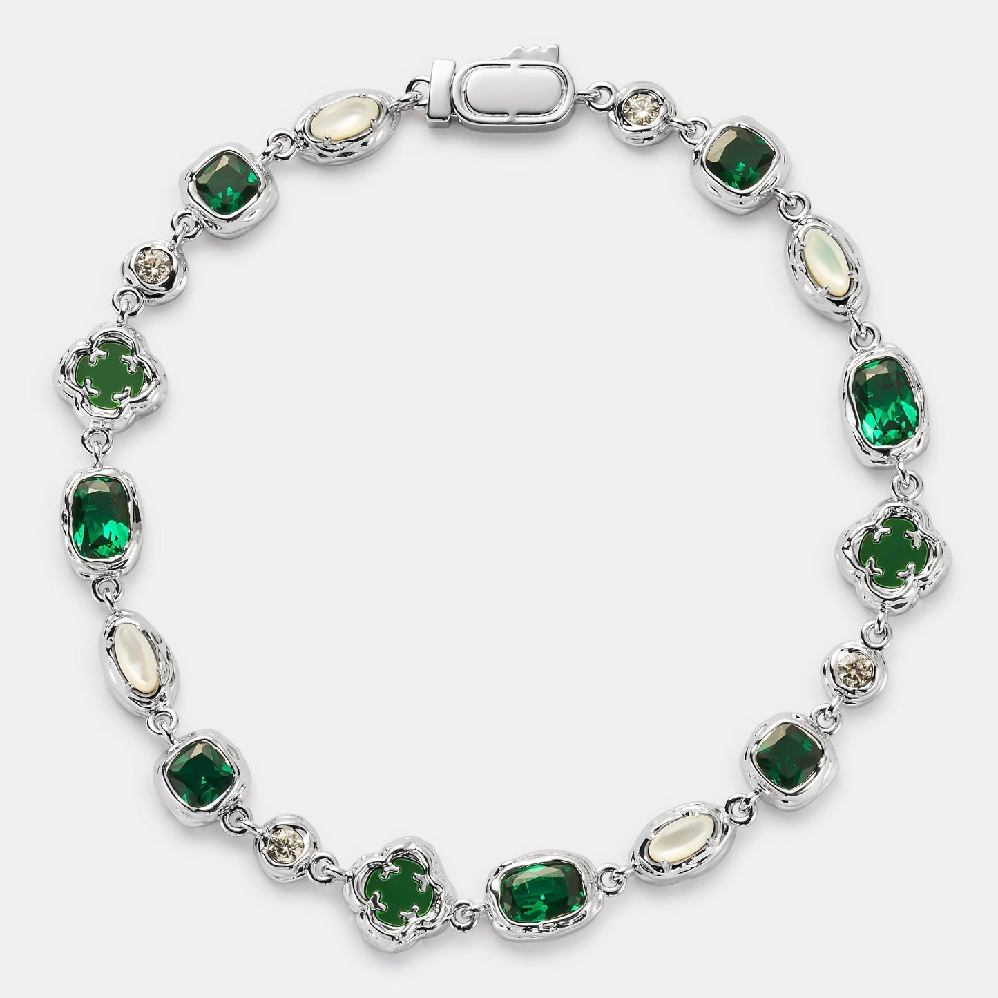 Melted Emerald Bracelet | Men | Stainless Steel | Silver & Gold | Emerald Gemstone | Steven & Levon