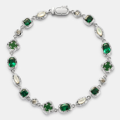 Melted Emerald Bracelet | Men | Stainless Steel | Silver & Gold | Emerald Gemstone | Steven & Levon
