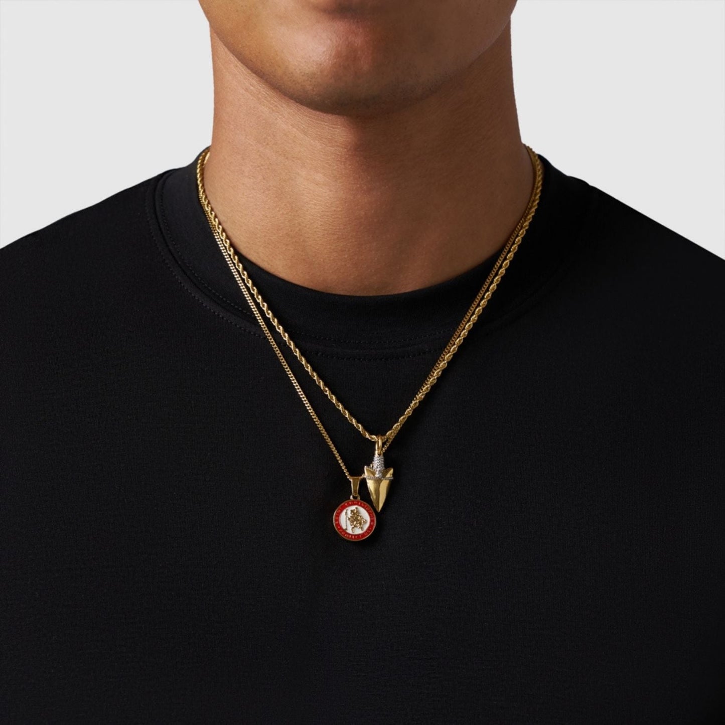 Gold Pendant Set | Unisex | Stainless Steel | Customisable Jewellery | Layered Necklace Set | Steven & Levon