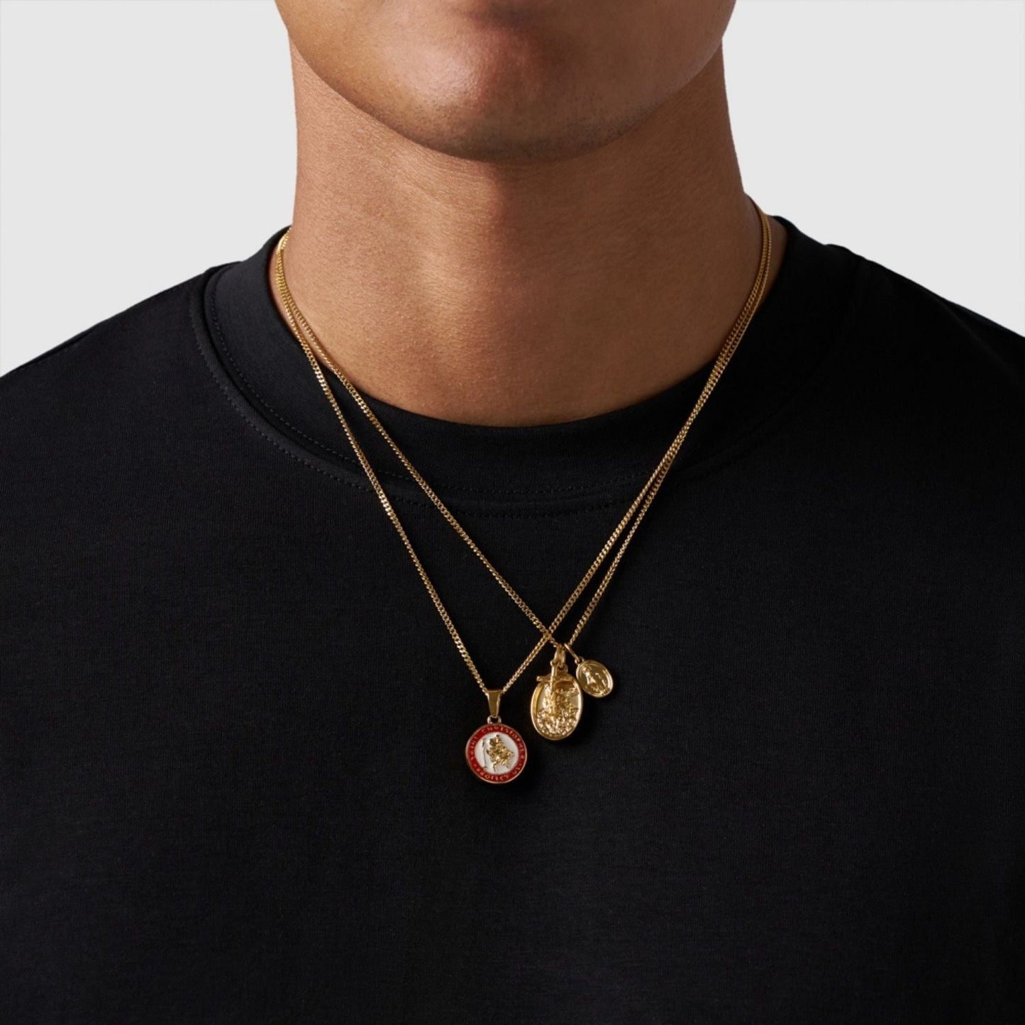 Gold Pendant Set | Unisex | Stainless Steel | Customisable Jewellery | Layered Necklace Set | Steven & Levon