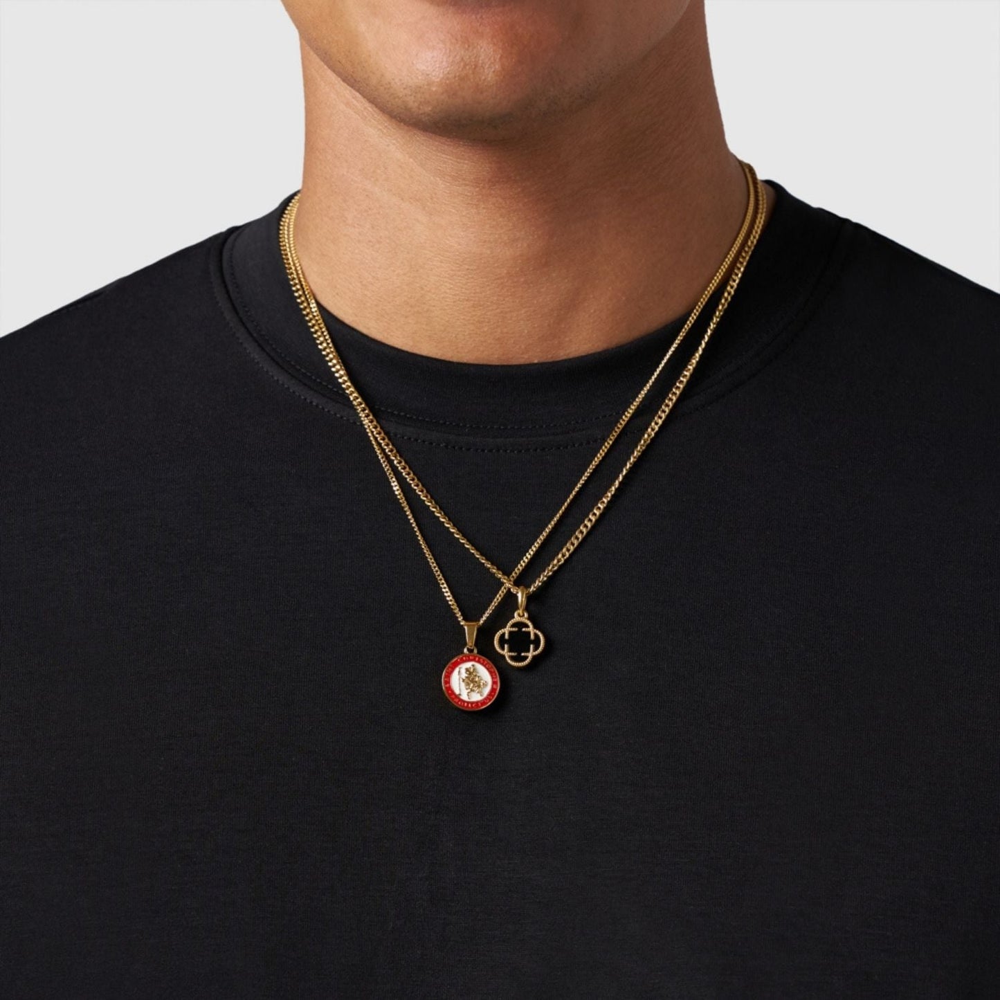 Gold Pendant Set | Unisex | Stainless Steel | Customisable Jewellery | Layered Necklace Set | Steven & Levon