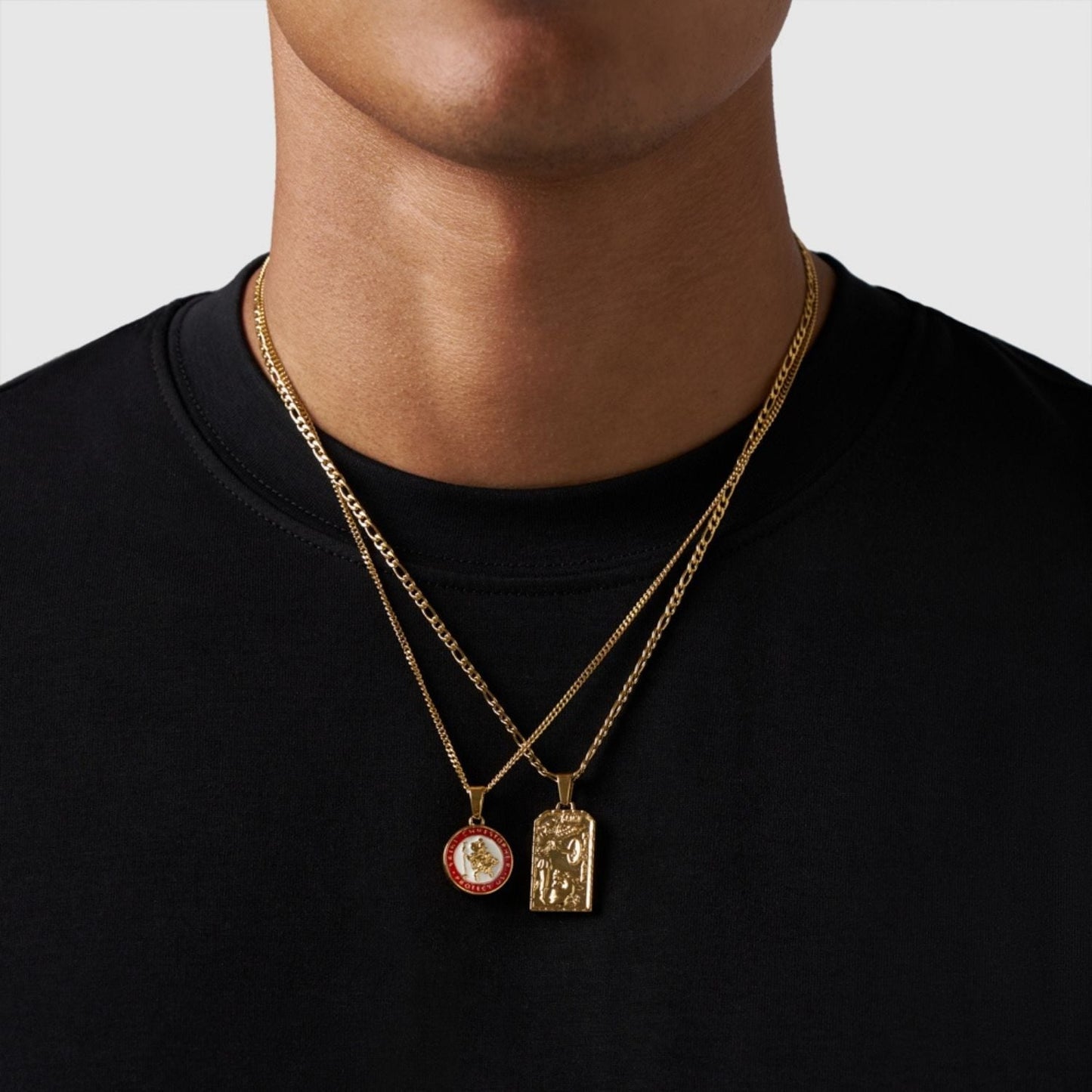 Gold Pendant Set | Unisex | Stainless Steel | Customisable Jewellery | Layered Necklace Set | Steven & Levon