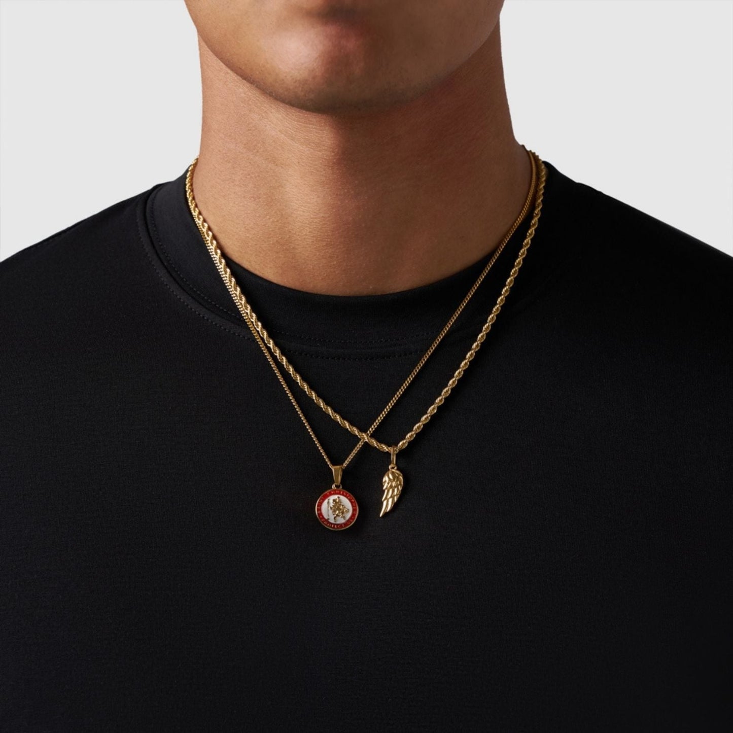 Gold Pendant Set | Unisex | Stainless Steel | Customisable Jewellery | Layered Necklace Set | Steven & Levon