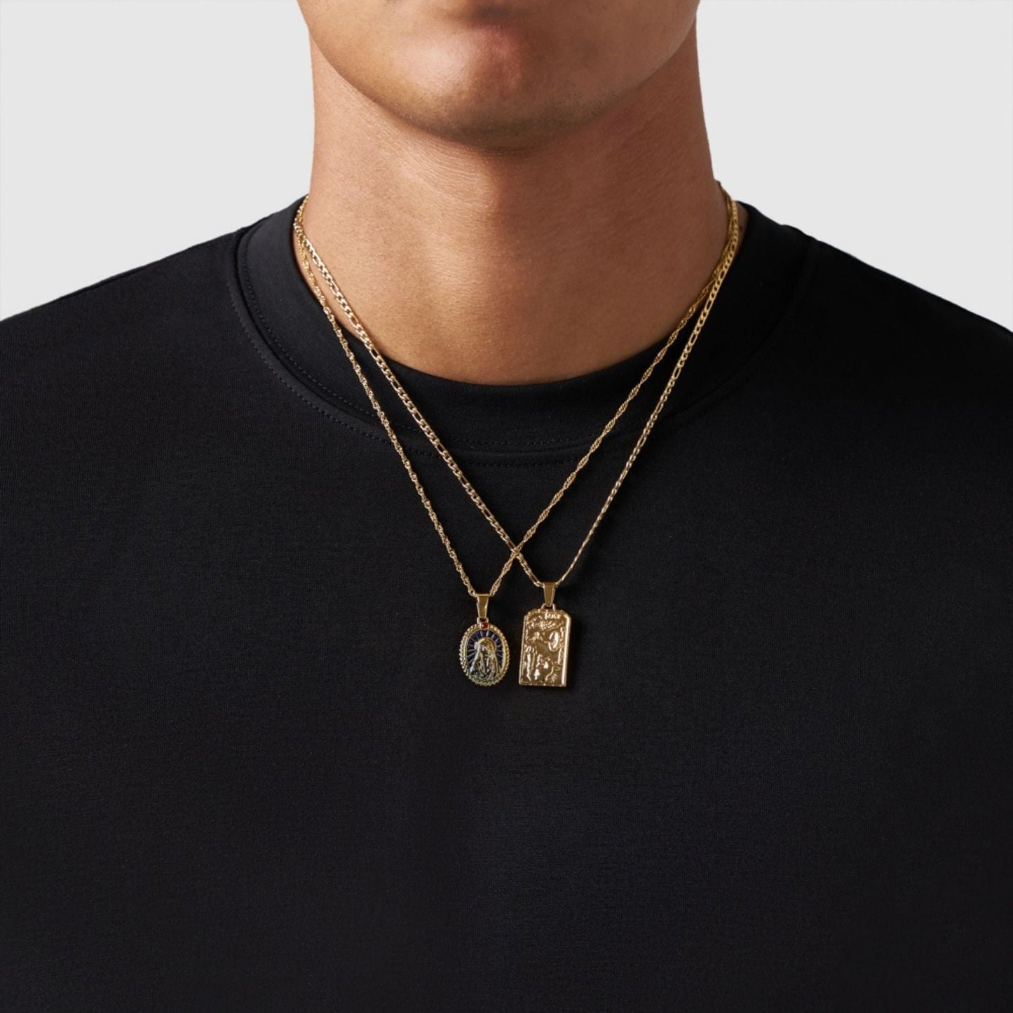 Gold Pendant Set | Unisex | Stainless Steel | Customisable Jewellery | Layered Necklace Set | Steven & Levon