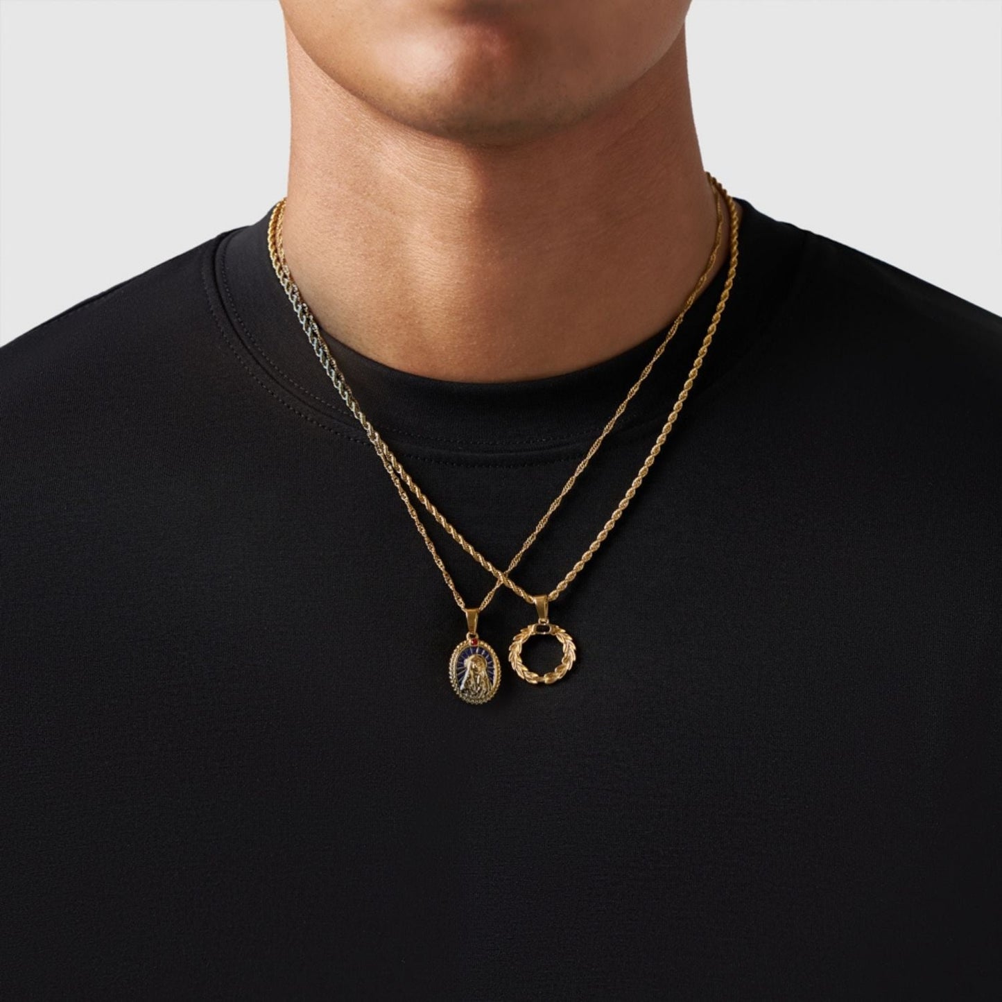 Gold Pendant Set | Unisex | Stainless Steel | Customisable Jewellery | Layered Necklace Set | Steven & Levon