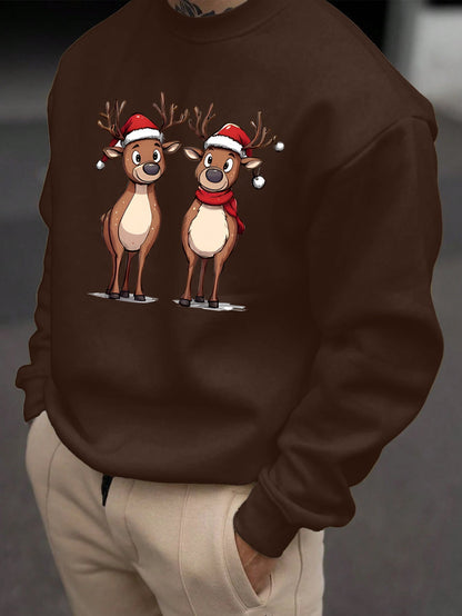 Reindeer Print Sweatshirt | Men's Festive Pullover | Casual Holiday Style | Steven & Levon